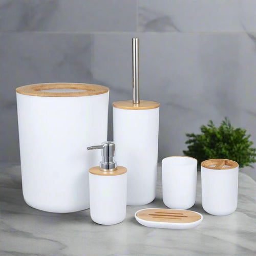 6 - Piece Bamboo Bathroom Accessories Set - Urban Jiko